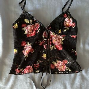 Edikted Black and Pink Lace Top